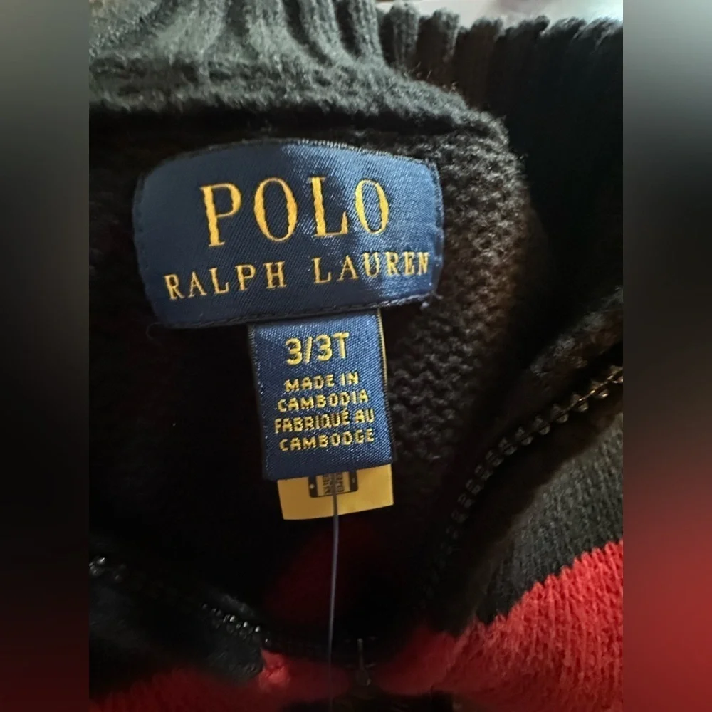 ⭐️NWT⭐️ Polo Ralph Lauren Boys’ Cotton 1/4 Zip Colorblock Black Sweater 3T